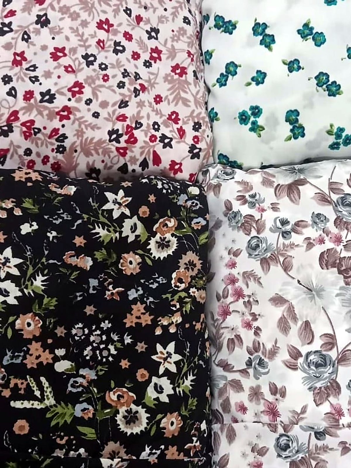 Folded floral cotton lawn fabrics