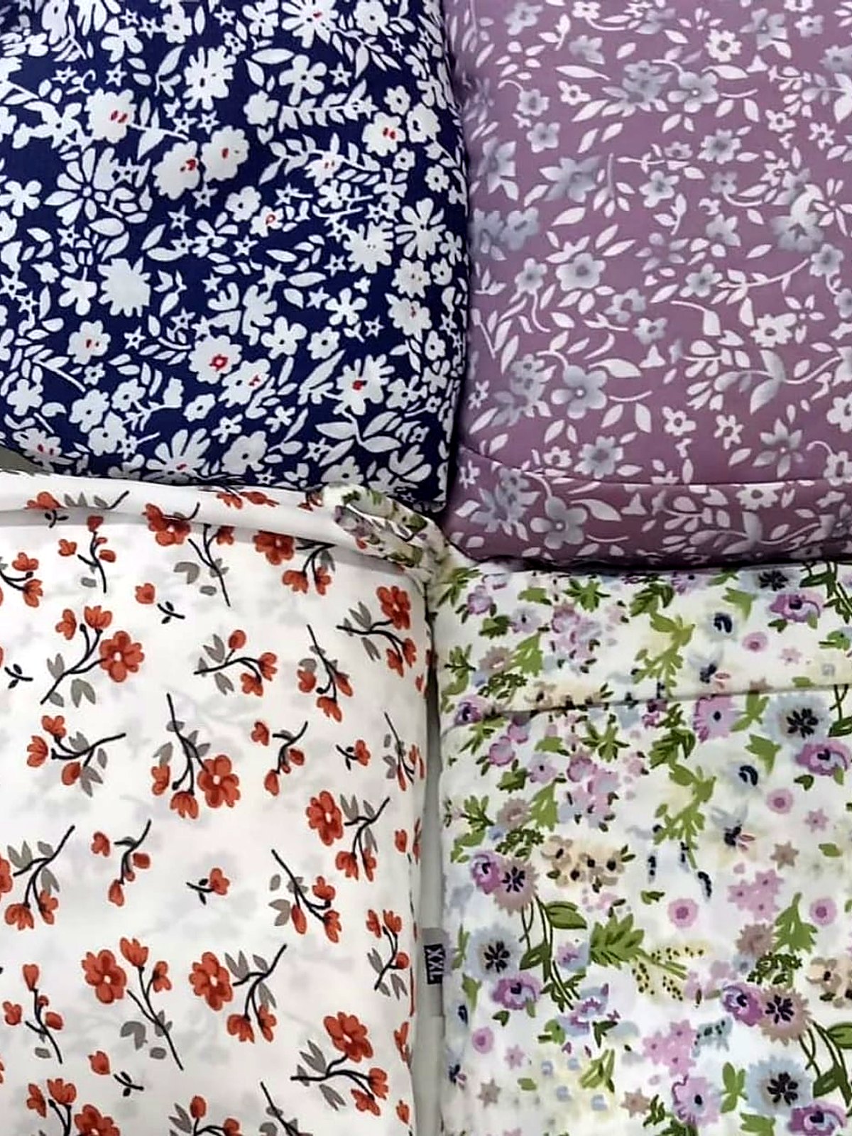 Folded floral cotton fabrics